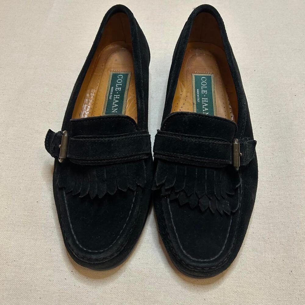Vintage Cole Haan Black Suede Kiltie Loafers